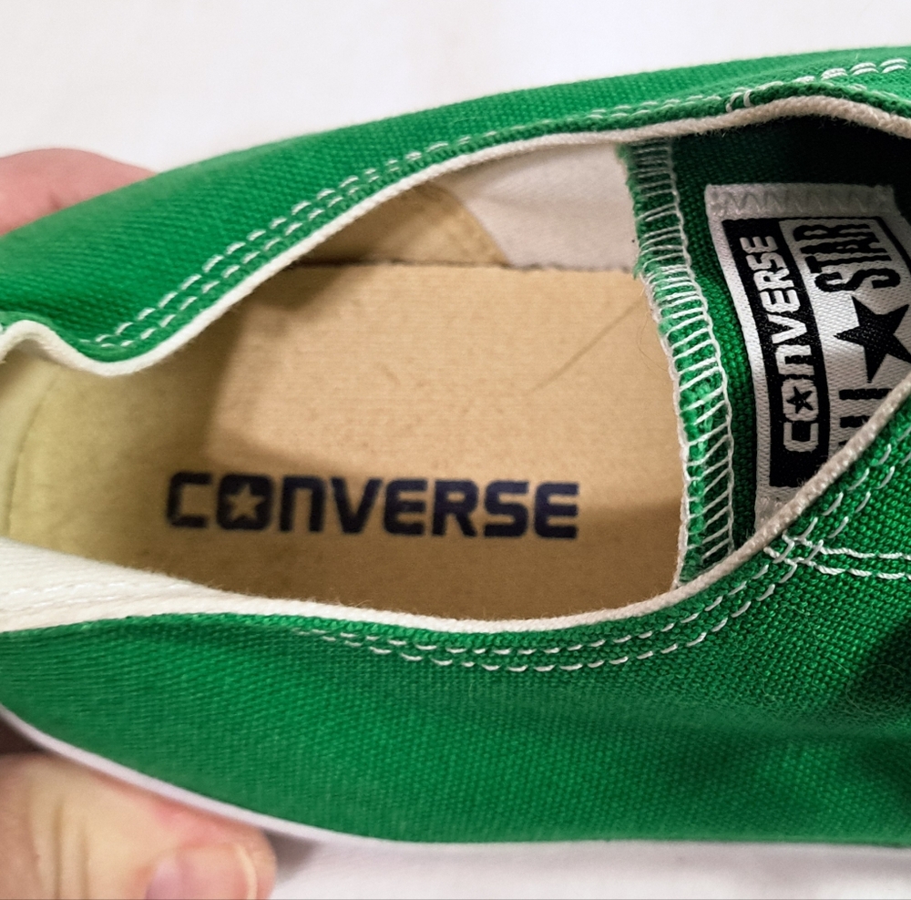 Converse Green Canvas Low-Top Sneakers with White Accents sz. 14 m/16w - Picture 4 of 6